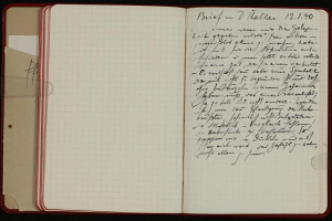 Ein offenes Tagebuch mit handgeschriebenem Text, das einem deutschen Soldaten gehört, der im Zweiten Weltkrieg umgekommen ist.