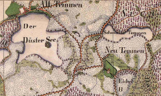 Ein detailliertes altes Stadtplan von Düsseldorf, Deutschland, der Straßen, Gebäude, Sehenswürdigkeiten und Text mit Informationen zur Bevölkerung, Bevölkerungsdichte und Lage zeigt.