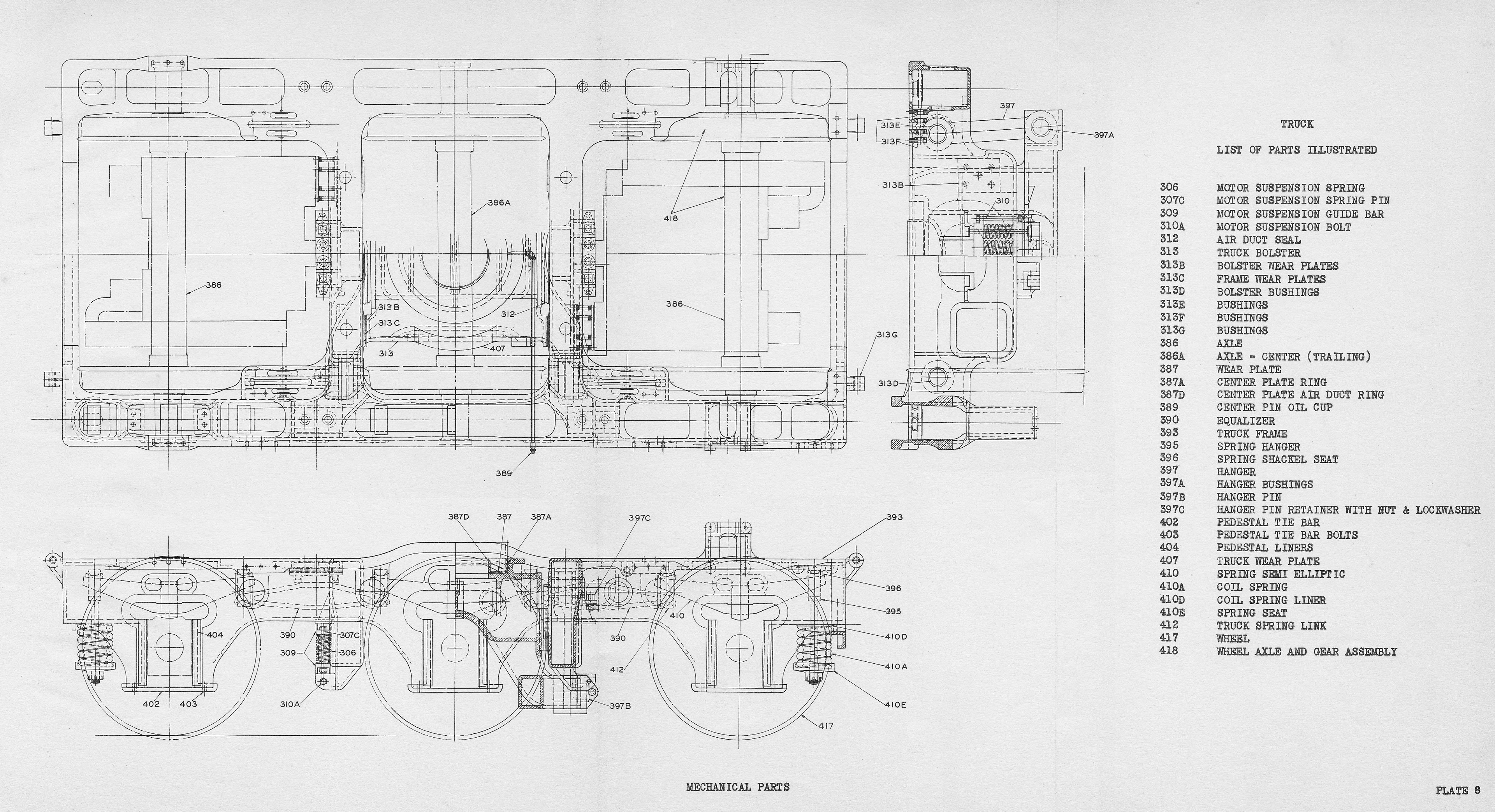 Detailierte Linienzeichnung eines Automotors auf Papier mit erklärendem Text, der Komponenten wie Kolben und Ventile zeigt.