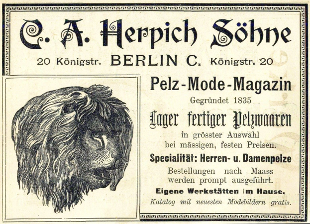 Alte Werbeplakat mit einem Löwenkopf mit grimmiger Miene und wallender Mähne, mittig mit dem Text "Löwe".