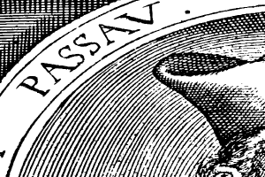 Eine Schwarz-Weiß-Zeichnung eines Mannes mit geschlossenen Augen, langen Locken und einem zufriedenen Gesichtsausdruck, mit dem Wort 'Leidenschaft' in fetter Schrift darüber.