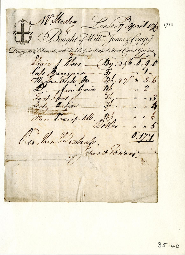 Alter, vergilbter Vertragsentwurf von William Jones mit sauberer Handschrift, der den Verkauf von Testamenten und Jones beschreibt.