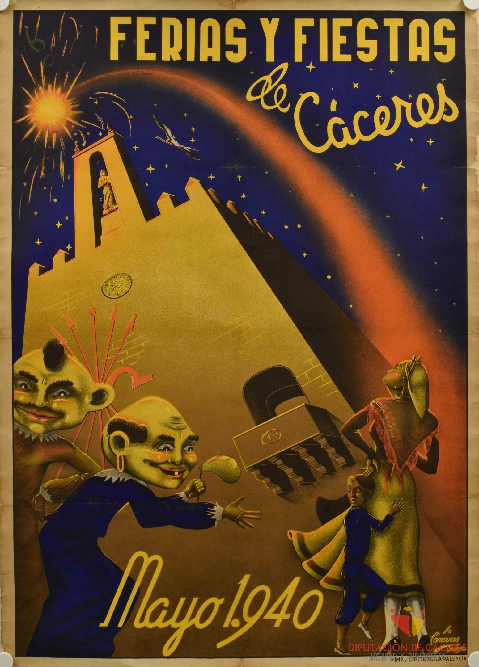 Buntes Karnevalplakat an einer Gebäudewand in Mexiko mit Cartoon-Bildern und Text.